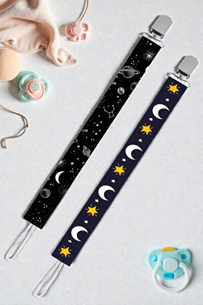 MİLLENEX Küçük Astronot Bebek Emzik Askısı Emzik Zinciri 2 Li Set Klipsli Emz...