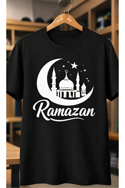 Pink Sky Ramazan1 Kareem Patterned Unisex Cotton Summer T-Shirt