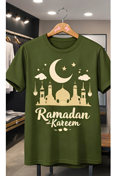 Pink Sky Ramazan1 Kareem Patterned Unisex Cotton Summer T-Shirt