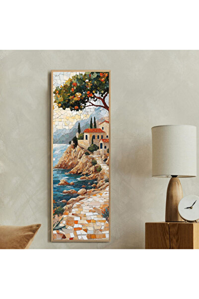 Tuba Decor Tek Parça Gerçek Ahşap dikey Panorama Çerçeveli Tablo huzur