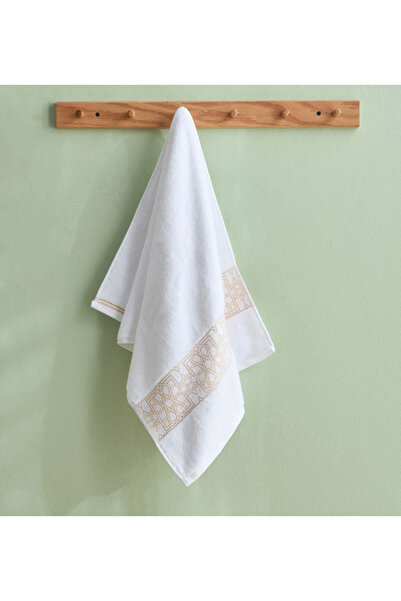 Generic White Haven Layali Noor Lurex Patterned Cotton Hand Towel - 50 x 90 cm