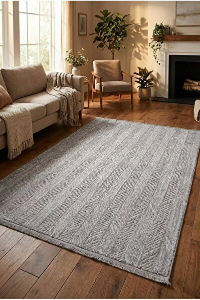Homz Livora 5777 Gri Salon Halısı – Bukle Dokuma, Leke Tutmaz Kaymaz Halı