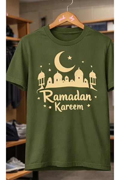 Pink Sky Ramazan1 Kareem Patterned Unisex Cotton Summer T-Shirt