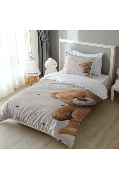 Şen Dekorasyon Teddy and Hearts Duvet Cover Set