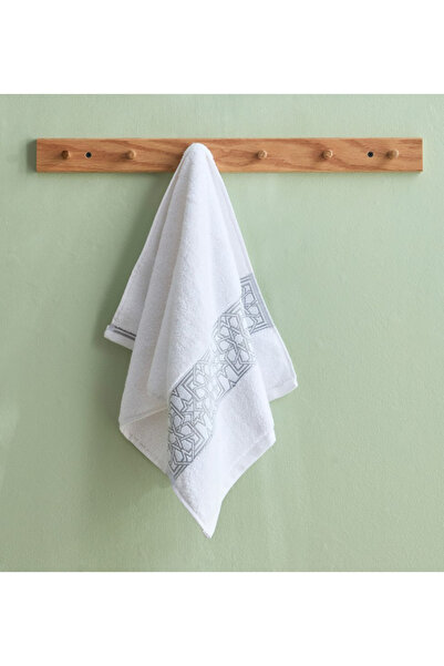 Generic White Haven Layali Noor Lurex Patterned Cotton Hand Towel - 40 x 70 cm