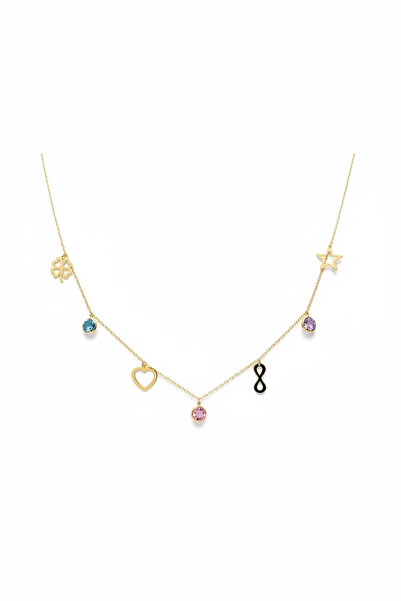 Hakan Güler Kuyumculuk 14 Ayar Altın Doğal Taşlı Şans Kolyesi – Sonsuzluk, Yo...