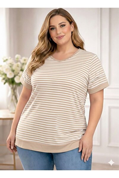 Vinola بلوزة كبيرة الحجم من قماش الفيسكون والليكرا الممشط عالي الجودة