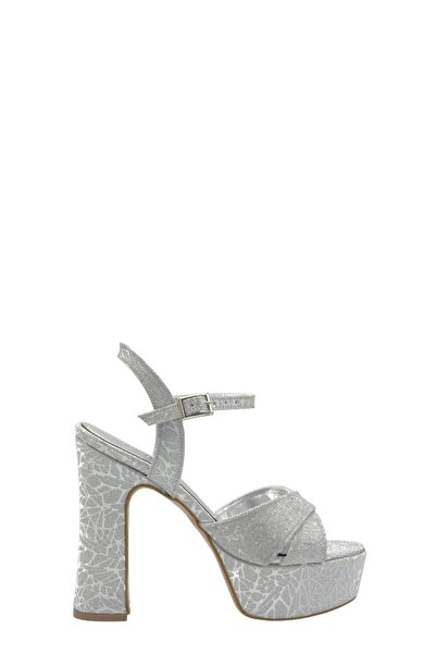 Moulin Shoes Lame Patterned Cross Strap Platform Heeled Women's Shoes
