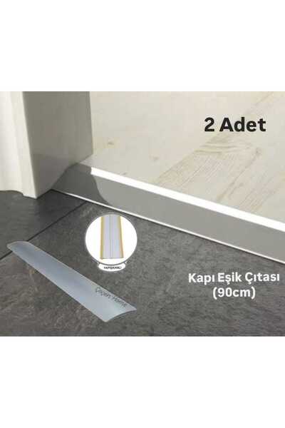 ÇEÇEN HOME (2 Adet) Kendinden Yapışkanlı Metal Kapı Eşik Profili Krom Parke-K...