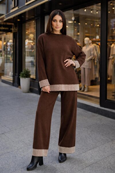 DAMGA Collection Women's Clothing Knitwear Set with Detailed Top and Bottom