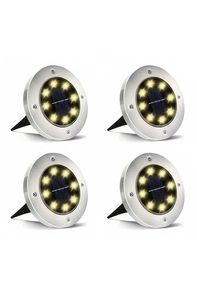 TeknoEser 8 LED Güneş Enerjili 4 Adet Solar Bahçe Aydınlatma Paslanmaz Çelik ...