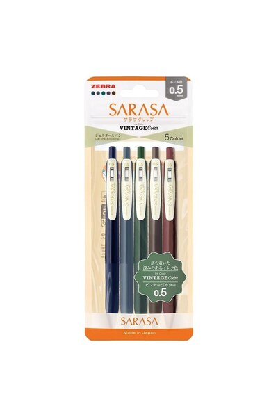 Zebra Sarasa Clip Jel Mürekkepli Roller Kalem 0.5 mm 5'li Set Vintage Set 1