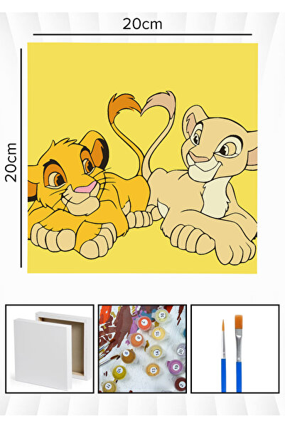 Corvo Sayılarla Boyama 20x20 Cm Tuval Seti Fırça Boya Dahil Çıtaya Gerili - S...