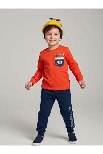 Zekids Σετ πιτζάμες για αγόρια με βαμβακερό εμπριμέ μακρυμάνικο μπλουζάκι