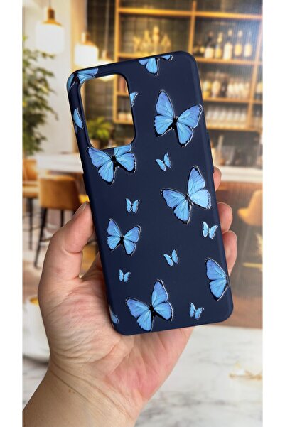 Vip Case Oppo A54 Compatible Blue Butterfly Patterned Silicone Shock-Absorbin...
