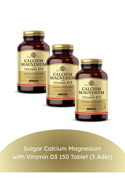 Solgar Calcium Magnesium with Vitamin D3 150 Tablet (3 Adet)