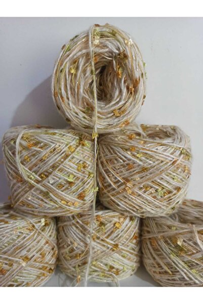 İPEK YÜN İPLİK DÜNYASI Moher Knitting Yarn (Cream) Butterfly Glitter Mix 100Gr