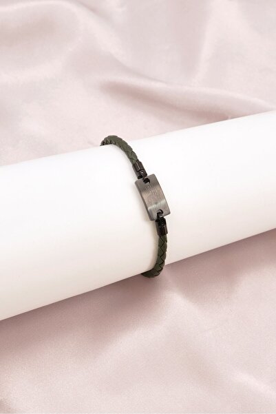 Cerruti 1881 سوار رجالي من الجلد بنقش الأحرف الأولى CIAGB2216103، لون زيتوني