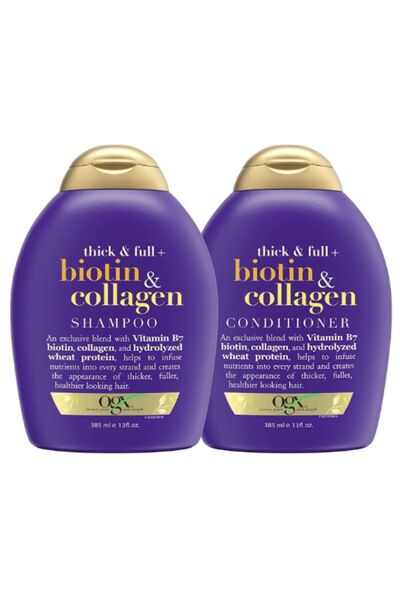 OGX مجموعة شامبو وبلسم البيوتين والكولاجين
