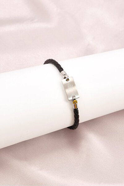 Cerruti 1881 Men CIAGB2216101 Monogram Leather Bracelet, Black