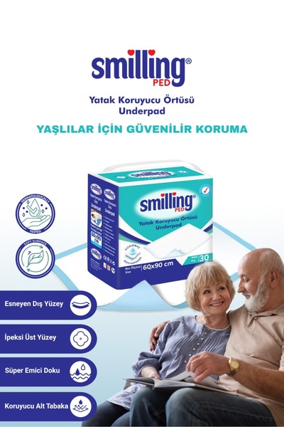 smilling ped Yatak Koruyucu Örtü 60x90 Cm 30 Lu ( 39 -40 GR ) (SÜPER EMİCİ DOKU)