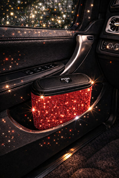 dizaynpark Red Stone Car Trash Can Odorless with Lid