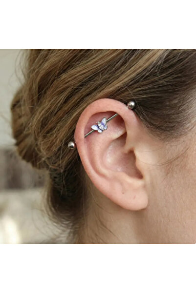 TakıLabirenti Kelebekli Barbell takısı , Kıkırdak Küpe , İskele Takısı , Sevg...