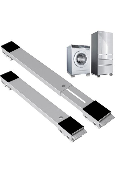 mucit home Teleskopik Tekerlekli Beyaz Eşya Altlığı Ayarlanabilir Çamaşır Mak...