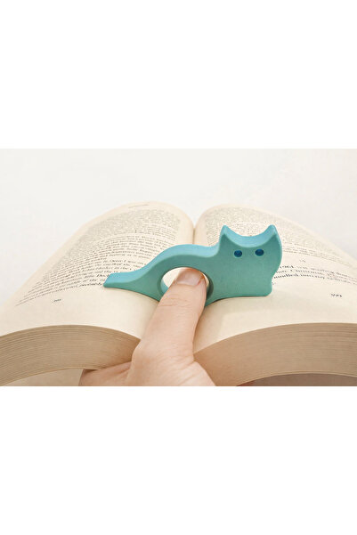 DERYA3D Maker shop حامل كتب على شكل قطة مكون من 3 قطع وملحق للأصابع - للقراءة...