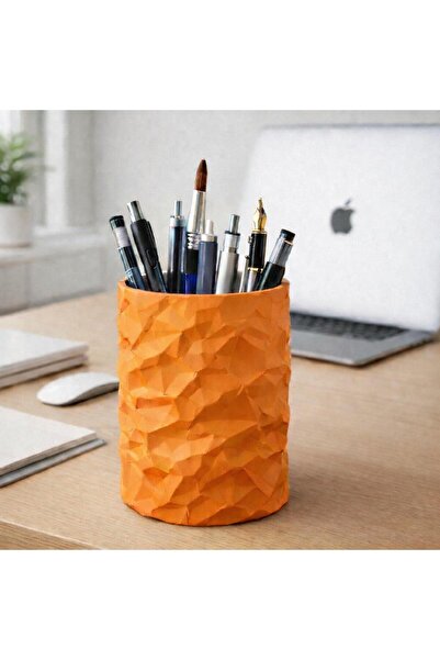 Basart Dokulu 3D Yazıcı Üretimi Dekoratif Masa Üstü Kalemlik ve Organizer