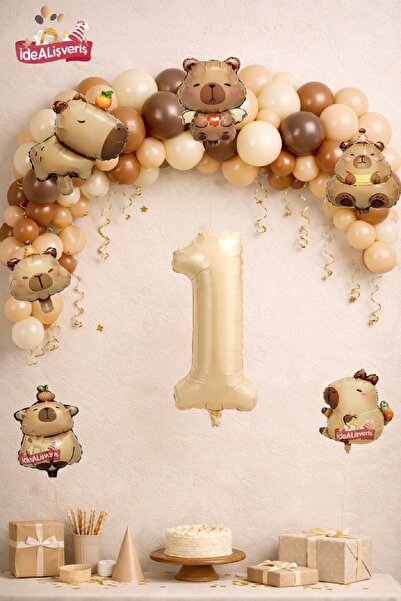 BKMC PARTY Bohoo Ayıcık 9 Lu Kapibara Temalı Yaş Balonlu Doğum Günü Balon Par...