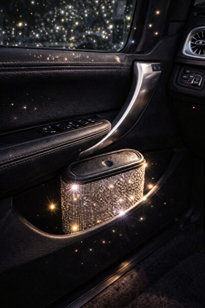 dizaynpark Silver Stone Car Trash Can Odorless with Lid