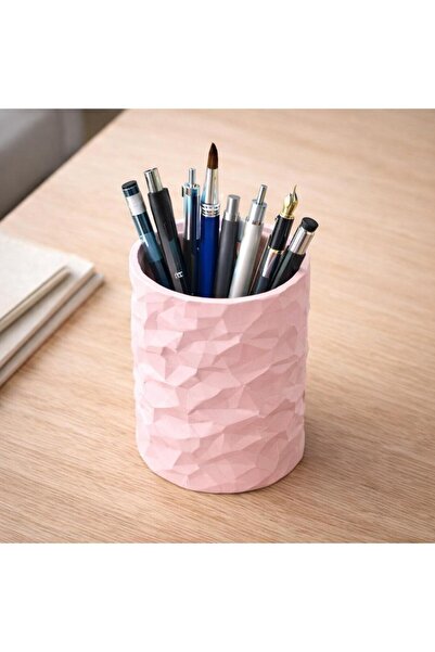 Basart Dokulu 3D Yazıcı Üretimi Dekoratif Masa Üstü Kalemlik ve Organizer