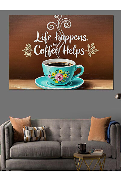 Artmeg Pânză decorativă Momentul plăcerii de a savura cafeaua - Masă din lemn...