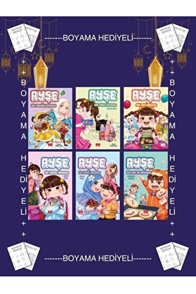 Aile Yayınları Boyamalı - 6 Kitap Ayşe Bir Sadaka Bir Kabe Dua Namaz Oruç Kur...