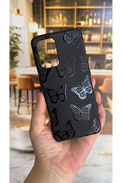 Vip Case Oppo A55 Compatible Black Butterfly Patterned Silicone Shock Absorbi...