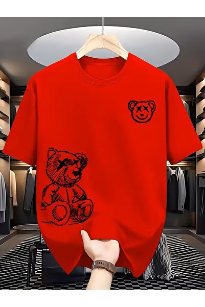 oneagılyazı Μπλουζάκι με στάμπα Fashion Bear, με στρογγυλή λαιμόκοψη