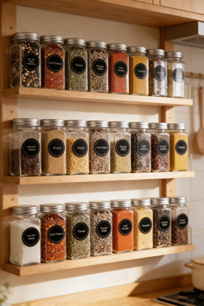 dida-cosmos 24 Glass Spices Jars, SuitableFor Storing Kitchen Seasonings-120ml