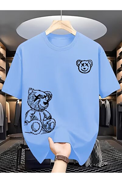 oneagılyazı Модната месечна тениска с принт, с кръгла яка