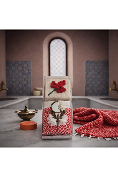 Hediye Hamamı El Yapımı Hamam Hediye Seti - Keçe Sabunlu , Havlu ve Magnet ayna