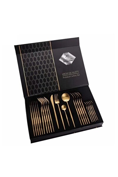 Dms Set of 24 Royal Inox Cutlery, Gold