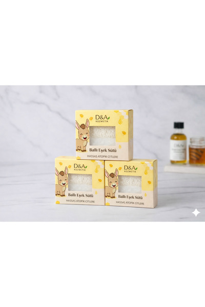 D&A KOZMETİK Ballı Eşek Sütü Sabunu 3’lü Set – Hassas ve Atopik Ciltler İçin ...