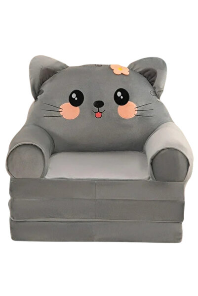 Krista Fotoliu extensibil din pluș și 3 plăci de burete Kitten Cat Gri închis
