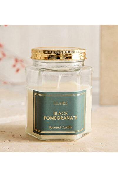 Generic شمعة نينا كلير برائحة الرمان الأسود سداسية الشكل في مرطبان زجاجي - 15...