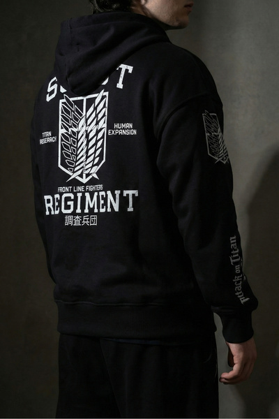 Liber Attack on Titan - Zippered Hoodie Oversize Embossed Sweatshirt Cardigan