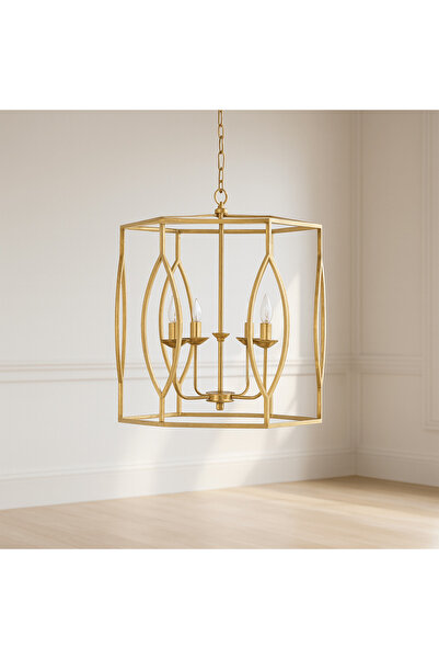 Crestview Collection مصباح معلق مطلي بورق الذهب