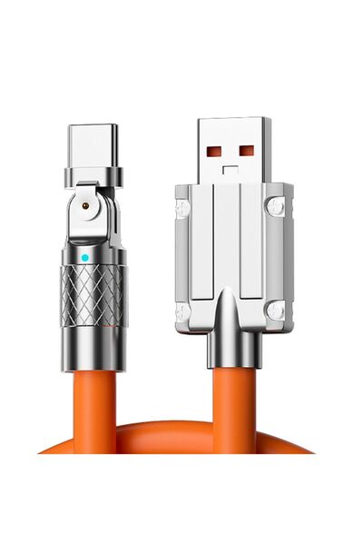 Generic 120W Fast Charging USB to Type-C Cable – 180° Rotating Right Angle He...