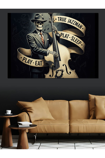 Artmeg Pânză decorativă cu text Jazz Craniu - Masă din lemn MDF