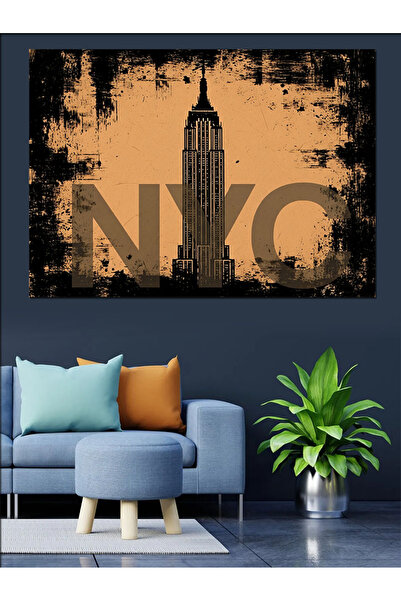Artmeg Pânză decorativă maro New York Silhouette - Masă din lemn MDF