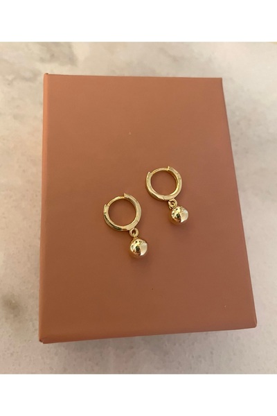 emy by emel luxury silver jewelry Altn Kaplama Sallantılı Top Küpe 925 Ayar G...